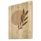 Designart - Abstract Terracotta Sun & Moon With Tropical Leaf - Modern Print on Natural Pine Wood